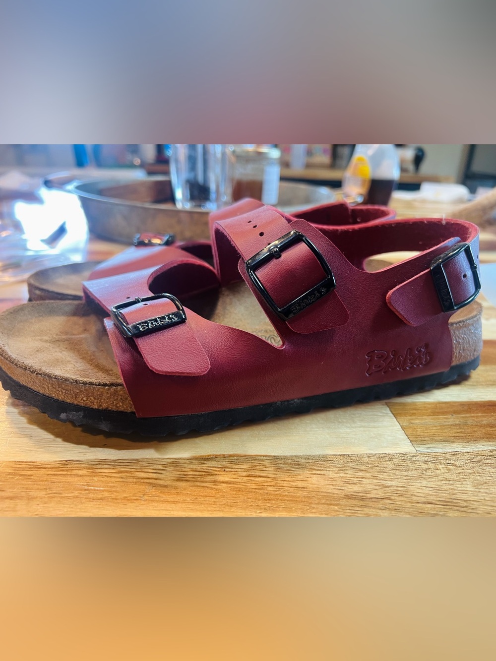Birki's by Birkenstock Red Leather Strappy Buckle Sandals Women's EU 40 US 9 UK7